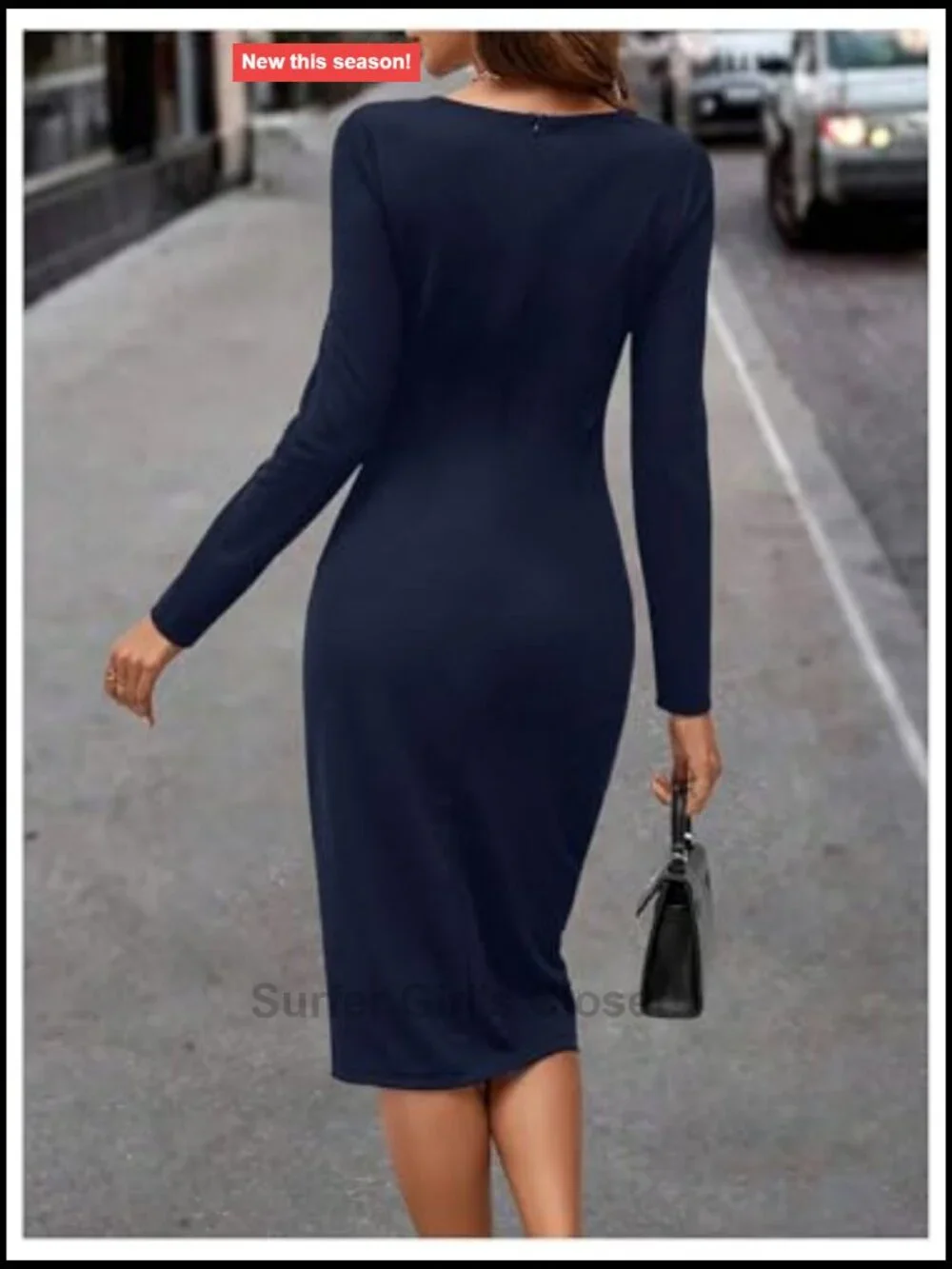 Patchwork Leather Bodycon Dress Long Sleeve Zipper Split Hem